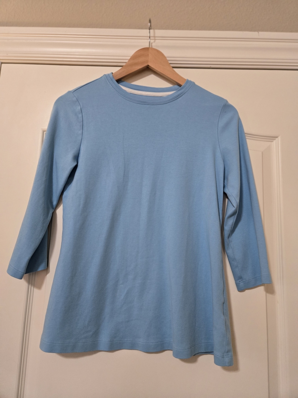 Isaac Mizrahi Pastel Blue 3/4 Sleeve Tee Soft Cotton Easy Layering